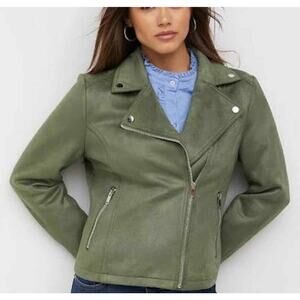 New York & Company NWT Jacket Women’s XXL Faux Suede Moto Biker Asym Zip